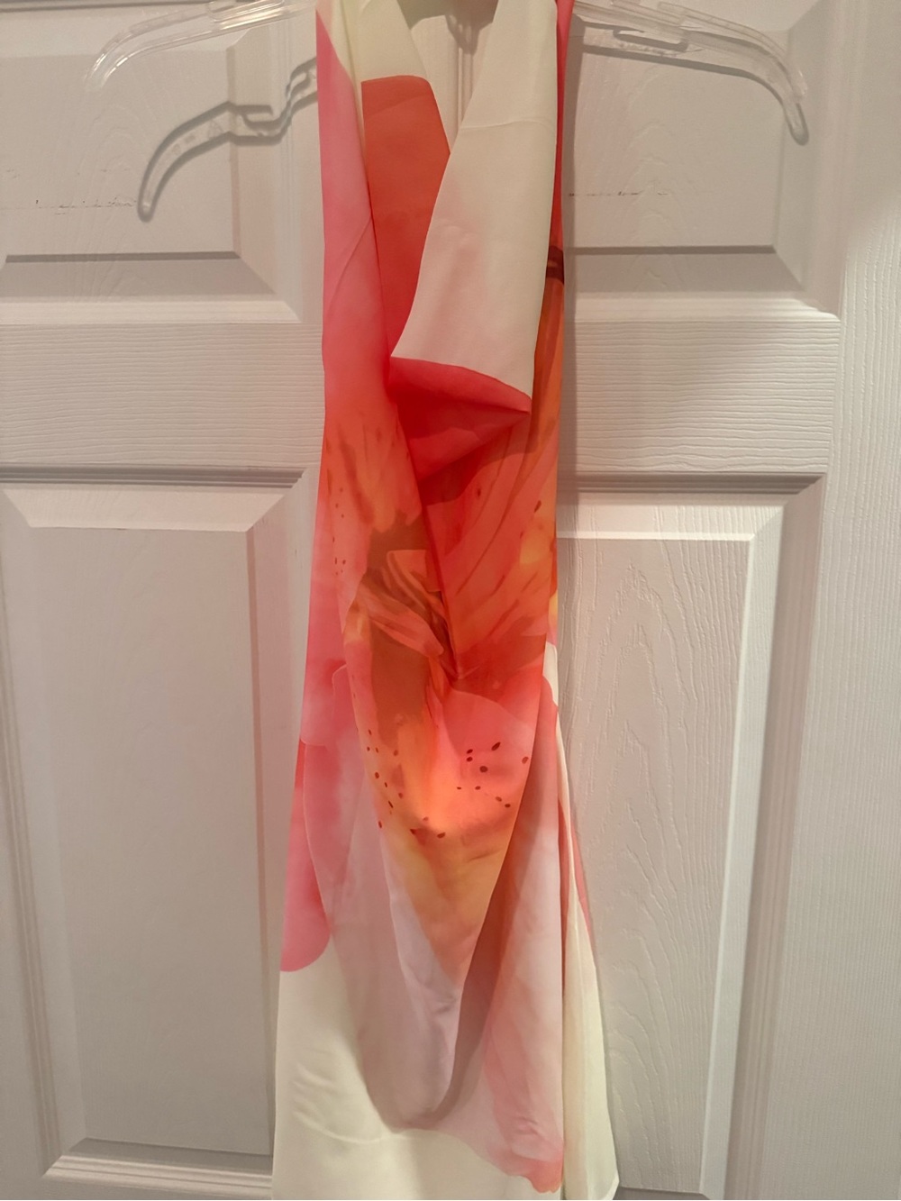 Peppermayo Backless Dress in Coral Pink and White